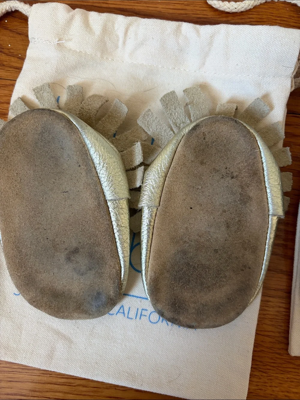BirdRockBaby Metallic Gold & Navy Fringe Baby Moccasins Set